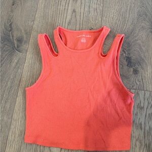 American Eagle Outfitters Double Strap Coral Tank Top